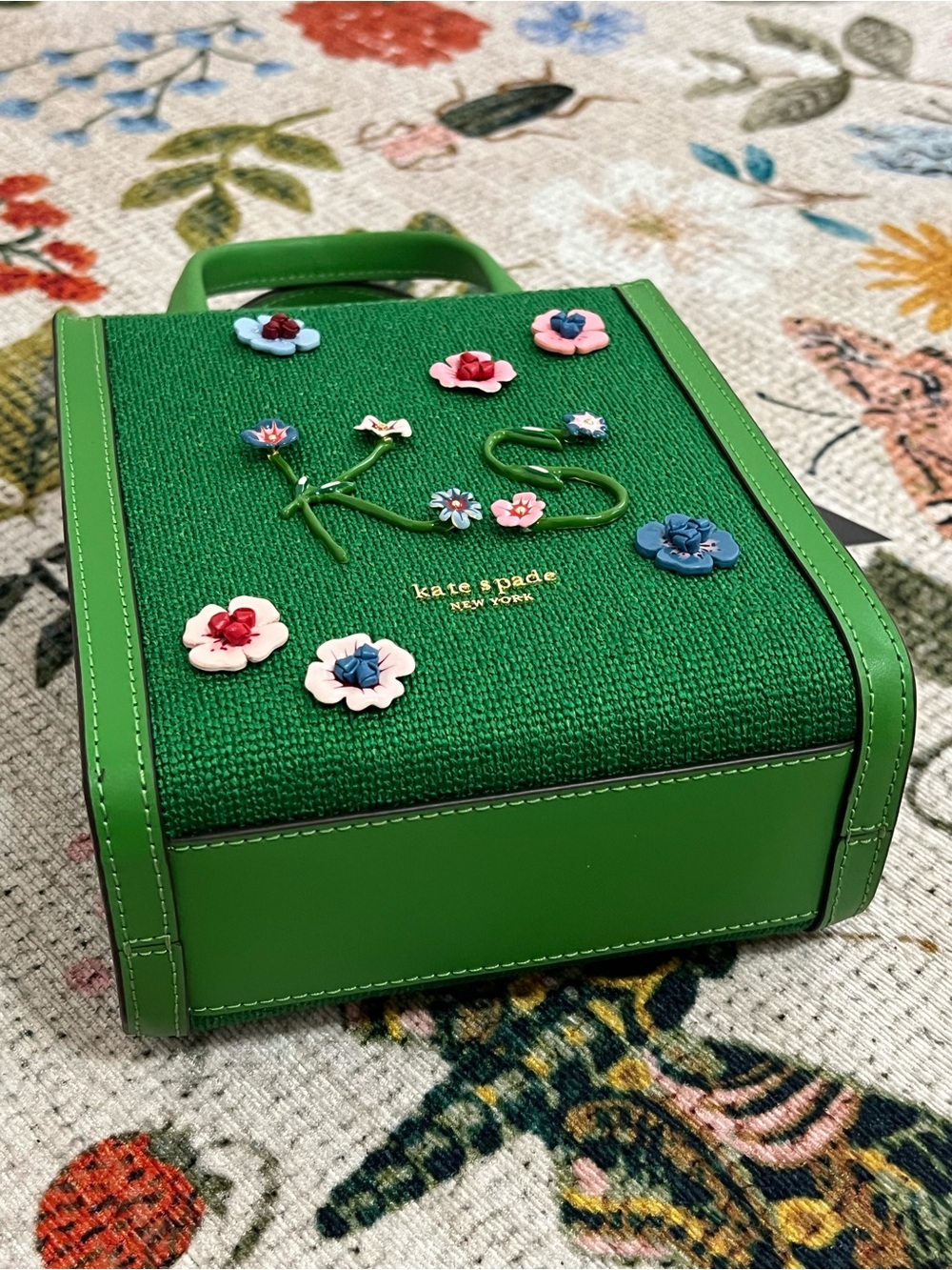 NWT Kate Spade NY Manhattan Floral Appliqué Green Mini Tote Bag - Picture 8 of 14
